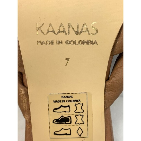 Kaanas Bekasi Sandals Sz 7 Coffee Knot Slip On Leather 2.75" Block Heel EUC - Picture 7 of 13